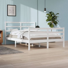 White solid pine wood bed frame 140x200 cm by vidaXL, Beds and slatted bases - Ref: Foro24-3105007, Price: 121,99 €, Discount: %