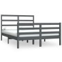 Estructura de cama madera maciza de pino gris 150x200 cm de vidaXL, Camas y somieres - Ref: Foro24-3105013, Precio: 145,64 €,...