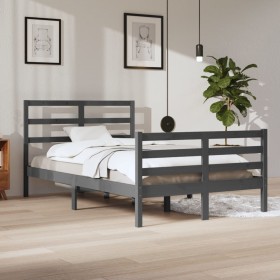 Estructura de cama madera maciza de pino gris 120x200 cm de vidaXL, Camas y somieres - Ref: Foro24-3105003, Precio: 138,99 €,...