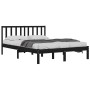 Estructura de cama de madera maciza de pino negra 200x200 cm de vidaXL, Camas y somieres - Ref: Foro24-3105095, Precio: 154,3...