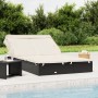 Double sun lounger with foldable canopy, made of black PE rattan, measuring 213x118x97 cm. by vidaXL, Loungers - Ref: Foro24-...