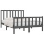 Gray solid wood bed frame 140x190 cm by vidaXL, Beds and slatted bases - Ref: Foro24-3105207, Price: 139,78 €, Discount: %