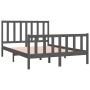 Gray solid wood bed frame 140x190 cm by vidaXL, Beds and slatted bases - Ref: Foro24-3105207, Price: 139,78 €, Discount: %