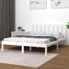 Estructura de cama madera maciza de pino blanco 135x190 cm de vidaXL, Camas y somieres - Ref: Foro24-3105112, Precio: 149,99 ...