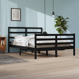 Solid black pine wood bed frame 140x200 cm by vidaXL, Beds and slatted bases - Ref: Foro24-3105010, Price: 152,99 €, Discount: %