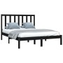 Solid black pine wood bed frame 135x190 cm by vidaXL, Beds and slatted bases - Ref: Foro24-3105139, Price: 150,21 €, Discount: %