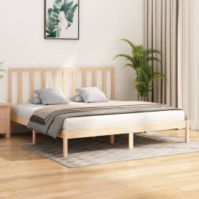 Solid pine wood bed frame 200x200 cm by vidaXL, Beds and slatted bases - Ref: Foro24-3105180, Price: 120,99 €, Discount: %