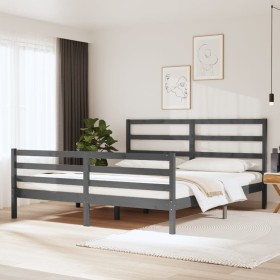 Estructura de cama madera maciza de pino gris 180x200 cm de vidaXL, Camas y somieres - Ref: Foro24-3105023, Precio: 163,99 €,...