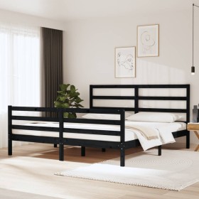 Solid black pine wood bed frame 180x200 cm by vidaXL, Beds and slatted bases - Ref: Foro24-3105025, Price: 149,99 €, Discount: %