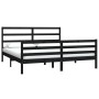 Estructura de cama madera maciza de pino negra 180x200 cm de vidaXL, Camas y somieres - Ref: Foro24-3105025, Precio: 149,99 €...