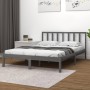 Solid gray pine wood bed frame 140x200 cm by vidaXL, Beds and slatted bases - Ref: Foro24-3105073, Price: 130,99 €, Discount: %