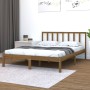 Honey brown solid wood double bed frame 120x190 cm by vidaXL, Beds and slatted bases - Ref: Foro24-3105109, Price: 137,99 €, ...