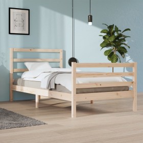 Solid pine wood bed frame 100x200 cm by vidaXL, Beds and slatted bases - Ref: Foro24-3104996, Price: 93,18 €, Discount: %