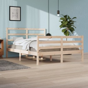 Estructura de cama madera maciza de pino 140x200 cm de vidaXL, Camas y somieres - Ref: Foro24-3105006, Precio: 114,99 €, Desc...