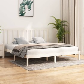 Estructura de cama madera maciza blanco Super King 180x200 cm de vidaXL, Camas y somieres - Ref: Foro24-3105176, Precio: 138,...