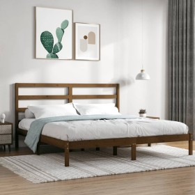 Estructura de cama madera maciza marrón miel 180x200 cm de vidaXL, Camas y somieres - Ref: Foro24-3104951, Precio: 165,99 €, ...