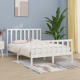 White solid wood bed frame 140x190 cm by vidaXL, Beds and slatted bases - Ref: Foro24-3105206, Price: 125,99 €, Discount: %