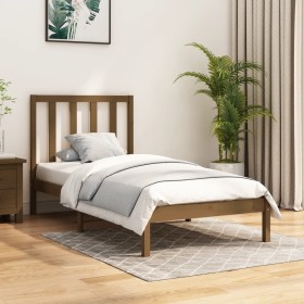 Honey brown solid wood bed frame 75x190 cm by vidaXL, Beds and slatted bases - Ref: Foro24-3105123, Price: 92,99 €, Discount: %