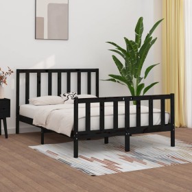 Black solid wood bed frame 120x190 cm by vidaXL, Beds and slatted bases - Ref: Foro24-3105199, Price: 161,83 €, Discount: %