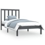 Estructura de cama madera maciza individual gris 90x190 cm de vidaXL, Camas y somieres - Ref: Foro24-3105127, Precio: 117,99 ...