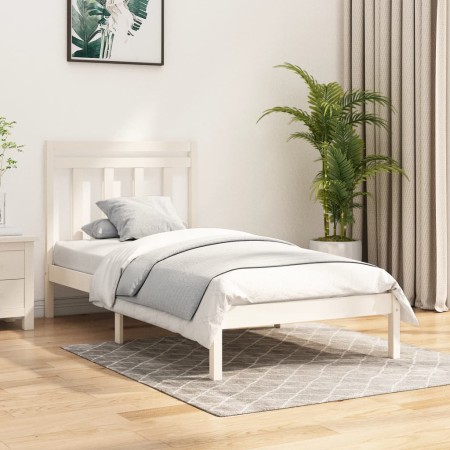 Estructura de cama madera maciza de pino blanca 90x200 cm de vidaXL, Camas y somieres - Ref: Foro24-3105236, Precio: 87,99 €,...