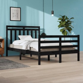 Black solid wood bed frame 120x200 cm by vidaXL, Beds and slatted bases - Ref: Foro24-3105314, Price: 146,99 €, Discount: %