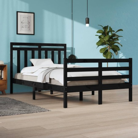 Estructura de cama madera maciza negro 120x200 cm de vidaXL, Camas y somieres - Ref: Foro24-3105314, Precio: 157,05 €, Descue...