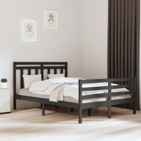 Small gray double solid wood bed frame 120x190 cm by vidaXL, Beds and slatted bases - Ref: Foro24-3105287, Price: 153,99 €, D...