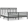 Solid gray pine wood bed frame 200x200 cm by vidaXL, Beds and slatted bases - Ref: Foro24-3105337, Price: 166,57 €, Discount: %