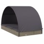 Tumbona 2 personas toldo redondo ratán PE gris 211x112x140 cm de vidaXL, Tumbonas - Ref: Foro24-319655, Precio: 296,99 €, Des...