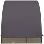 Tumbona 2 personas toldo redondo ratán PE gris 211x112x140 cm de vidaXL, Tumbonas - Ref: Foro24-319655, Precio: 296,99 €, Des...