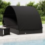 2-person sun lounger with round black PE rattan awning 211x112x140 cm by vidaXL, Loungers - Ref: Foro24-319656, Price: 298,00...