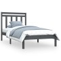 Estructura de cama de madera maciza gris 100x200 cm de vidaXL, Camas y somieres - Ref: Foro24-3105242, Precio: 96,99 €, Descu...