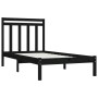 Black solid wood single bed frame 90x190 cm by vidaXL, Beds and slatted bases - Ref: Foro24-3105219, Price: 124,80 €, Discoun...