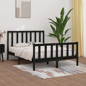 Black solid wood bed frame 140x190 cm by vidaXL, Beds and slatted bases - Ref: Foro24-3105209, Price: 166,41 €, Discount: %