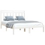 White solid wood bed frame 140x190 cm by vidaXL, Beds and slatted bases - Ref: Foro24-3105231, Price: 126,71 €, Discount: %