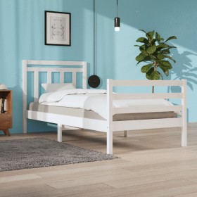 Weißer Massivholzbettrahmen 90x200 cm von vidaXL, Betten und Lattenroste - Ref: Foro24-3105301, Preis: 102,03 €, Rabatt: %