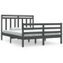 Double gray solid wood bed frame 135x190 cm by vidaXL, Beds and slatted bases - Ref: Foro24-3105292, Price: 166,99 €, Discoun...