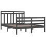 Double gray solid wood bed frame 135x190 cm by vidaXL, Beds and slatted bases - Ref: Foro24-3105292, Price: 166,99 €, Discoun...