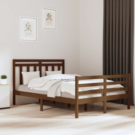 Estructura de cama madera maciza marrón miel 140x200 cm de vidaXL, Camas y somieres - Ref: Foro24-3105318, Precio: 149,57 €, ...