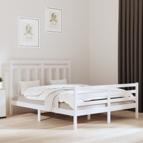 Solid white pine wood bed frame 160x200 cm by vidaXL, Beds and slatted bases - Ref: Foro24-3105326, Price: 141,56 €, Discount: %