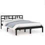 Black solid wood bed frame 140x190 cm by vidaXL, Beds and slatted bases - Ref: Foro24-3105389, Price: 156,86 €, Discount: %