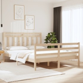 Estructura de cama madera maciza 150x200 cm de vidaXL, Camas y somieres - Ref: Foro24-3105320, Precio: 145,21 €, Descuento: %