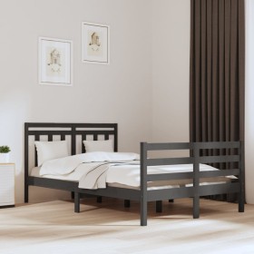 Estructura de cama madera maciza gris 120x200 cm de vidaXL, Camas y somieres - Ref: Foro24-3105312, Precio: 145,99 €, Descuen...