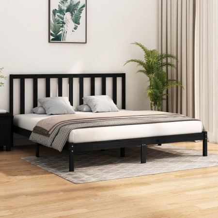 Estructura de cama madera maciza Super King negra 180x200 cm de vidaXL, Camas y somieres - Ref: Foro24-3105179, Precio: 185,3...