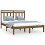 Estructura de cama doble madera maciza marrón miel 135x190 cm de vidaXL, Camas y somieres - Ref: Foro24-3105228, Precio: 135,...