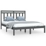 Gray solid wood bed frame 140x190 cm by vidaXL, Beds and slatted bases - Ref: Foro24-3105232, Price: 140,35 €, Discount: %