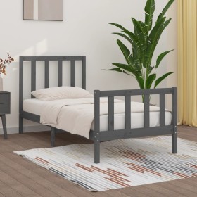 Estructura de cama individual madera maciza gris 75x190 cm de vidaXL, Camas y somieres - Ref: Foro24-3105187, Precio: 104,99 ...