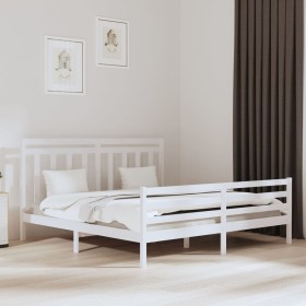 Weißer Massivholzbettrahmen 200x200 cm von vidaXL, Betten und Lattenroste - Ref: Foro24-3105336, Preis: 151,99 €, Rabatt: %