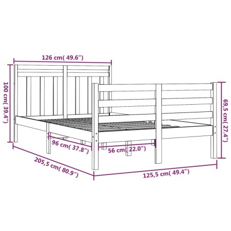 Bettgestell aus Massivholz 120x200 cm von vidaXL, Betten und Lattenroste - Ref: Foro24-3105310, Preis: 115,36 €, Rabatt: %